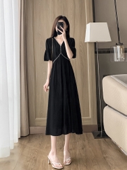 OD552: Váy voan màu đen kiểu Pháp Hepburn
