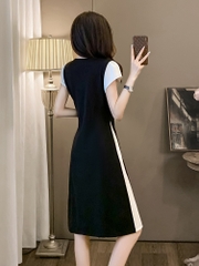 Mã C042: đầm nữ cao cấp phối màu