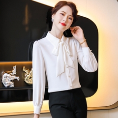 OD111: áo sơ mi nữ phối nơ cao cấp dài tay