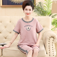 OE533: bộ đồ ngủ cotton mới cho phụ nữ SPNN mùa hè ngắn tay trung niên mặc nhà