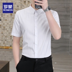 Mã C055: Áo Sơ Mi Nam Tay Ngắn Romon Sắt Sọc