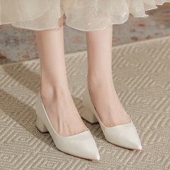 OE431: Giày cao gót nữ satin cao cấp gót dày