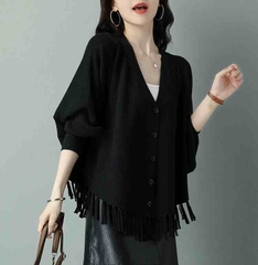 OC252: Áo khoác cardigan nữ dệt kim cổ tròn nữ thanh lịch