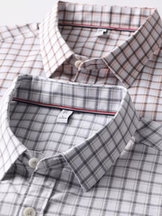 OE985: Áo sơ mi nam tay ngắn kẻ caro bằng cotton, mẫu mới mùa hè