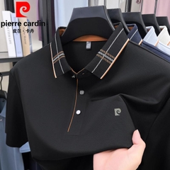 OE662: Áo thun nam cao cấp mùa hè lụa tơ Pierre Cardin tay ngắn ve áo trung niên áo thun POLO