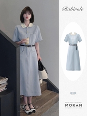 Mã B903: Váy cổ búp bê màu xanh nhẹ nhàng kiểu Pháp