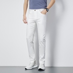 OE685: Quần jeans nam cao cấp màu trắng cotton lụa lạnh co giãn ôm vừa vặn thời trang