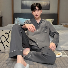 OE490: Bộ đồ ngủ nam SPNN mùa hè lưới phong cách tay ngắn cotton