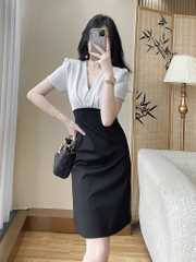 OD634: đầm công sở Thiết Kế cổ v cao cấp