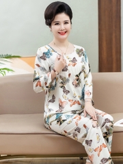 OE529: Bộ đồ ngủ lụa cotton cho phụ nữ SPNN