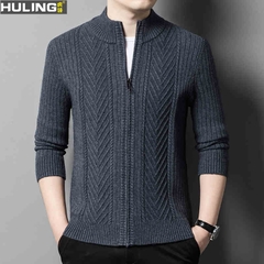 OC319: Áo khoác len cardigan nam khóa kéo cao cấp