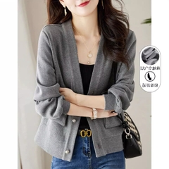 OD543: áo cardigan màu xám áo khoác ngắn cho nữ