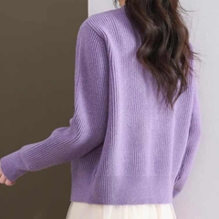 OC251: Áo khoác cardigan nữ dệt kim cổ tròn nữ thanh lịch
