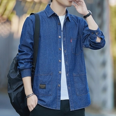 OE346: Áo khoác nam cao cấp sơ mi denim mới áo sơ mi dài tay