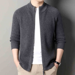 OC447: Áo Raglan len cardigan nam xuân thu cổ đứng màu trơn phong cách Hàn Quốc