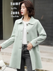 OD587: Áo khoác nữ cổ búp bê dài vừa
