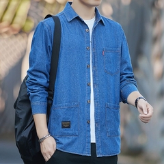 OE346: Áo khoác nam cao cấp sơ mi denim mới áo sơ mi dài tay