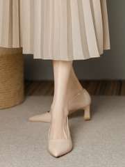 OC775: Giày cao gót mũi nhọn màu nude dành cho nữ miệng nông 7cm