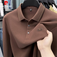 OE732: Áo thun polo nam cao cấp tay dài họa tiết tổ ong Pierre Cardin