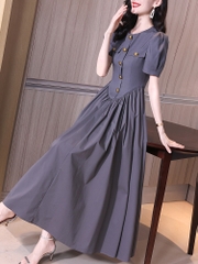 Mã B868: Đầm váy nữ sơ mi dáng dài cao cấp mới phong cách retro