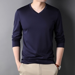 OD310: Áo thun nam tay dài cổ chữ V cotton nguyên chất