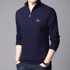 OD315: Áo sơ mi nam polo dài tay áo thun xuân thu cổ đứng