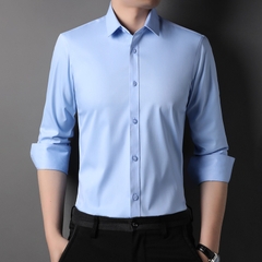 OE252: Áo sơ mi dài tay màu trơn cho nam cao cấp phong cách Hàn Quốc thời trang công sở