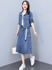 OD761: set áo váy jean có mũ cao cấp kiểu hàn quốc