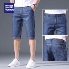 OE695: Quần short denim lụa băng Romon nam quần short Tencel nam thường ngày