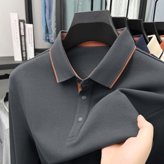 OE278: Áo thun nam cao cấp POLO ve áo giản dị mới 100% cotton dài tay
