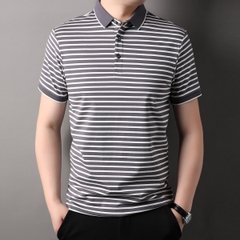 OD329: Áo thun lạnh cotton sợi tằm ngắn tay mùa hè nam sọc atn