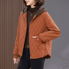 OC969: áo khoác nữ có mũ cao cấp hình thoi