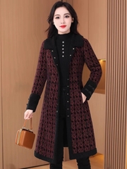 OC500: Áo khoác houndstooth dành cho nữ mới mùa thu đông dày nữ thương hiệu