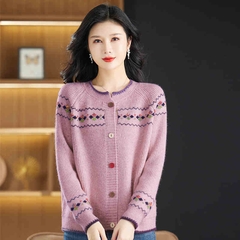 OD970: áo khoác nữ len ngắn Áo khoác ngoài trung niên