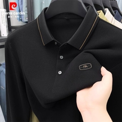 OE732: Áo thun polo nam cao cấp tay dài họa tiết tổ ong Pierre Cardin