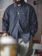 Mã A801: Áo Sơ Mi nam Denim Túi Lớn Dài Tay Topstitched nam