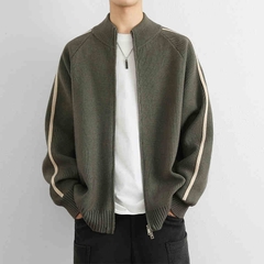 OC395: Áo khoác nam len cardigan cổ áo đứng