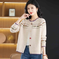 OD970: áo khoác nữ len ngắn Áo khoác ngoài trung niên