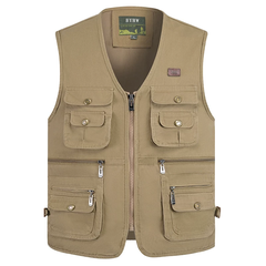 OH010: Áo khoác vest ghile nam nhiều túi bằng cotton nguyên chất