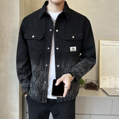 OE153: Áo khoác jean denim họa tiết màu gradient nam cao cấp
