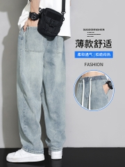 OE795: Quần jeans nam phong cách mới quần dài giản dị lưng thun