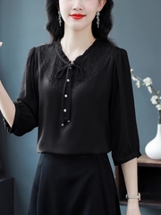 OD495: Áo sơ mi nữ lụa ngắn tay mùa hè sang trọng