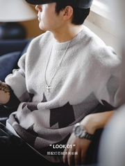 Mã A829: Áo len nam nhung cổ  Jacquard