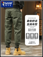 OE137: Quần jogger Woodpecker nam cao cấp phong cách Mỹ quần dài bo gấu