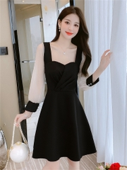 OD741: đầm tk Phong Cách Pháp Cổ Vuông cao cấp