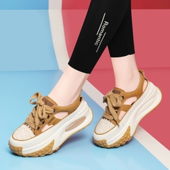 OE720: Giày sandal da thật baotou daddy cho nữ giày thể thao thông thường lưới thoáng khí mới