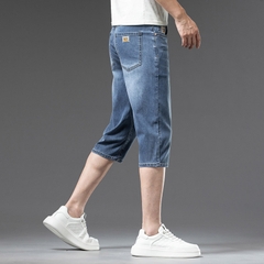 OE714: Quần short denim Tencel dài vừa phải nam cao cấp