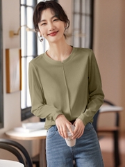 OD106: áo thun nữ dài tay màu trơn cao cấp len sơ mi