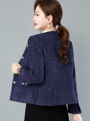 OC479: Áo khoác ngắn thiết kế nữ trung niên mùa xuân cardigan cổ tròn