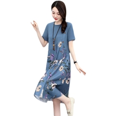 OD744: đầm trung niên dáng suông có size lớn dáng dài kiểu hàn quốc